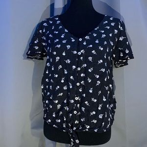 SO Black and white floral print blouse